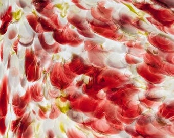 Vintage Fremont Antique Red, White, Yellow on Clear Flashed Stained Glass Sheet, G 105