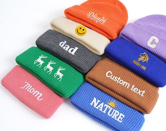 Personalized Embroidered Beanie Winter Hat,Custom Beanie Hat,Logo/Text Beanie,Classic Beanies for Adults,Cuffed Knit Beanie,Christmas gifts