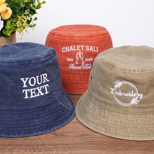 Custom Text Embroidered Bucket Hat,Personalized Logo Vintage Bucket Hat,Bachelorette Party Gift,Sun hat Camping hat,Party Gift for Him/Her