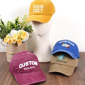 Personalized Kids Baseball Cap,Custom Text Embroidered Washed Children&#39;s Hat,Personalized Initial Hat,Baby Hat,Party,Birthday Christmas Gift