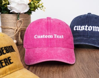 Cappello con ricamo personalizzato, berretto con logo personalizzato, cappello da papà, cappello da baseball vintage, regalo per lei, addio al celibato, addio al nubilato, regalo per feste aziendali