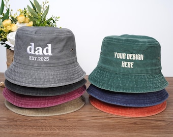 Embroidered Bucket hat,Custom Text Logo Design hat, Vintage Bucket Hat, Personalization Summer hat,Travel sun hat, Bachelorette Party Gift