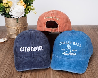 Custom Embroidered 3D Text Hat,Personalized Logo Hat,Dad Hat,Vintage Baseball Hat, Bachelorette,Dad Hats,Gift For Her/Him,Bridal ,Custom Hat