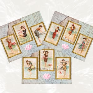 Victorian Bathing Beauties Printable | Vintage Ephemera Pages Set 4 | Junk Journal Digital Collage | Instant Download