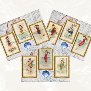 Victorian Bathing Beauties Printable | Vintage Ephemera Pages Set 1 | Junk Journal Digital Collage | Instant Download