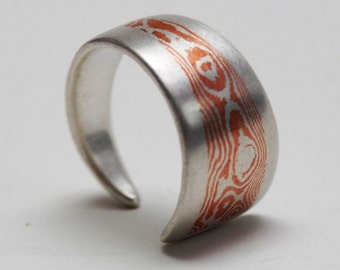 Triangular adjustable mokume gane ring