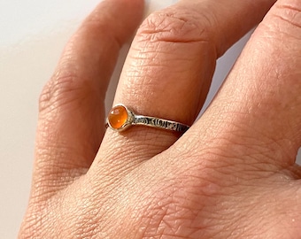 Carnelian cabochon ring hand made in hypoallergenic silver ready to ship