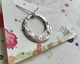 Beautifully engraved silver pendant, model Eclipse