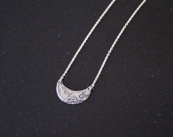 Crescent moon pendant in eco-friendly silver