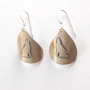 Howling Wolf Silver Earrings