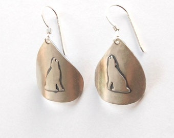 Howling Wolf Silver Earrings