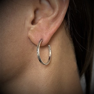 Engraved hoop earrings in ethical silver