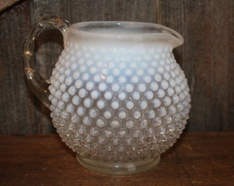 Vintage hobnail white opalescent jug pitcher