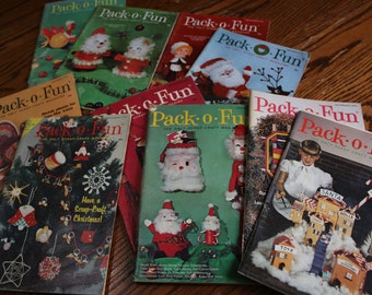 Lot of 10 Pack O Fun 1970's childrens craft magazine fall and Christmas issues