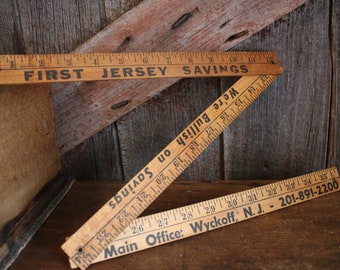 Vintage trifold yardstick triple wood wooden advertising New Jersey