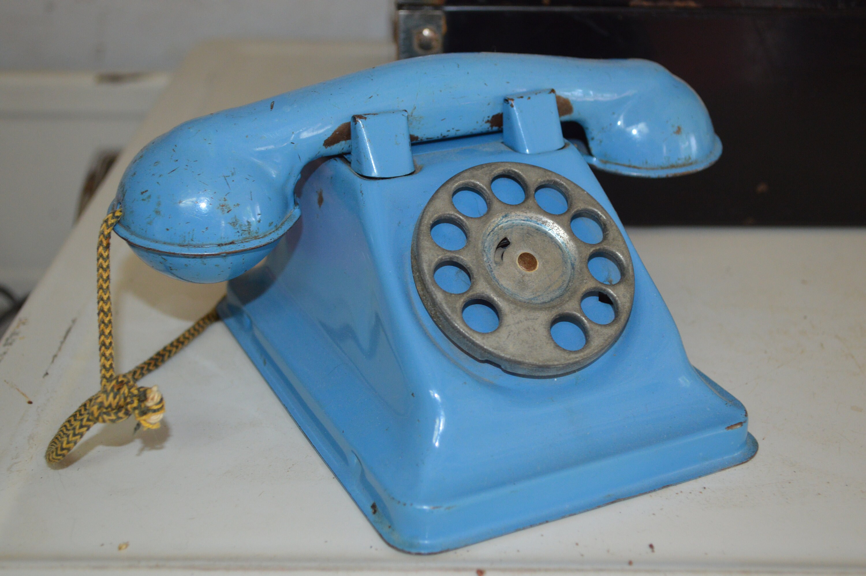 Pretty blue tin toy telephone vintage play phone Etsy