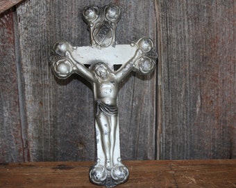 Old crucifix cross religious cast metal