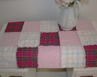 Handmade rag quilt flannel in soft pink shades