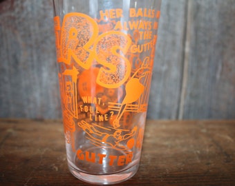 Vintage bowling bowlers glass tumbler jokes comical gag