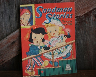 Sandman Stories vintage linen book childrens story large size EXCELLENT condition Merrill