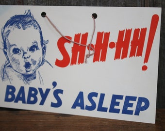 Vintage Gerber's advertising Baby's Asleep sign hanging door card cardboard Gerber FREE shipping