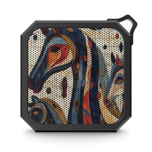 Altavoz compacto e impermeable con diseño de caballo abstracto, portátil, con clip, para exteriores, para música, viajes, regalo para adolescentes, playa, camping