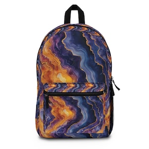 Cool Abstract Banded Color Art Print Backpack Lightweight Waterproof Men Gift Women Durable Back Pack Hiking Teen Travel Overnight Bag