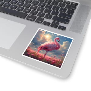 Pink Flamingo Sticker: Tropical Vinyl Decal, Laptop or Journal Art Sticker