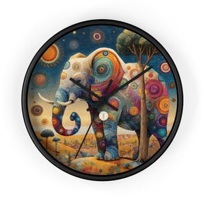 Wall Clock Boho Vibe Elephant Art Clock Whimsical Housewarming Gift Unique Home Decor