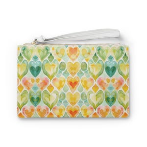 Herz Druck Vegan Leder Armband Frauen Geschenk Aquarell Vibe Kunst Brieftasche Stadion Größe Kupplung Abend Geldbörse
