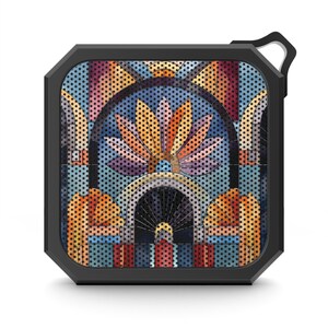 Minialtavoz compacto con estampado Art Deco para exteriores, música, impermeable, portátil, con clip, Bluetooth, unisex, regalo para viajes y acampadas