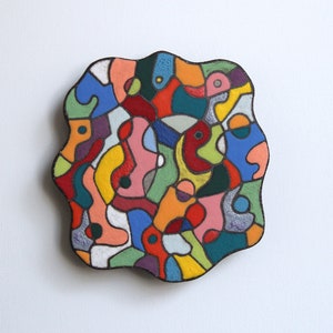 Ceramic Sculpture / Colorful Abstract Relief Sculpture / Ceramic Wall Art / Ceramic Wall Decor with Abstract Design