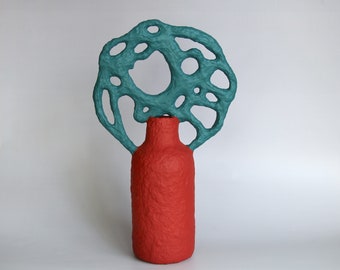 Paper Sculptural Vase / Paper Pulp Vessel / Sustainable Art / Sculptural Mixed-Media Vase made from Paper and Plastic Waste / Handmade Vase