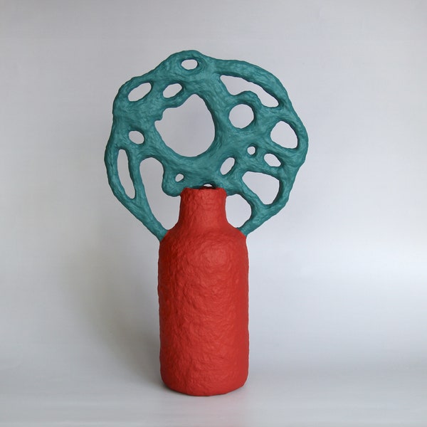 Paper Sculptural Vase / Paper Pulp Vessel / Sustainable Art / Sculptural Mixed-Media Vase made from Paper and Plastic Waste / Handmade Vase