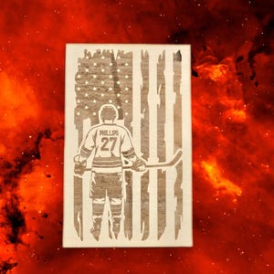 Placa de jogador de hóquei personalizada, decoração esportiva de madeira, NHL gravada a laser, recordações personalizadas, decoração de queima de madeira, ornamento artesanal