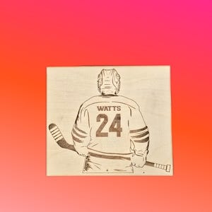 Placa de jogador de hóquei personalizada, decoração esportiva de madeira, NHL gravada a laser, recordações personalizadas, decoração de queima de madeira, ornamento artesanal