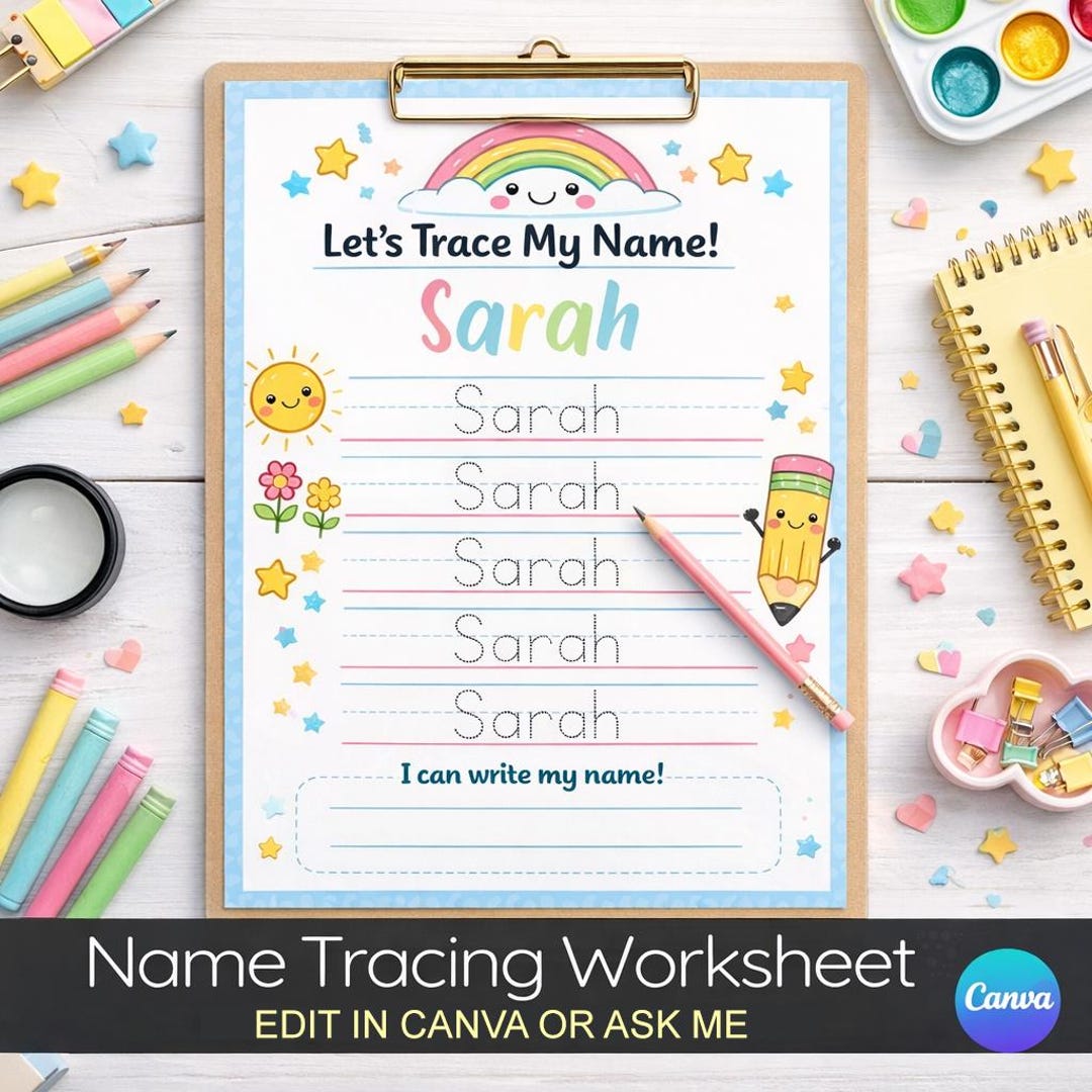 Customized Name Tracing Worksheet, Easy for Preshool and Kindergarten ...