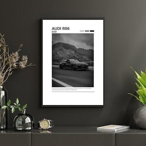 Lámina de pared del Audi RS6: póster de superdeportivo moderno, decoración de sedán deportivo, regalo para entusiastas de los coches, póster digital