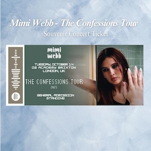 Mimi Webb - The Confessions Tour 2025 Welttournee Personalisierte Konzertkarte | Konzertreise | Überraschungsgutschein Erinnerungsstücke | Souvenir-Karte