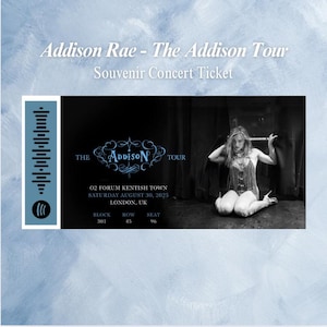 Addison Rae - The Addison Tour - 2025 World Tour Personalisierte Konzertkarte | Konzertreise | Überraschungsgutschein Erinnerungsstücke | Souvenir-Karte