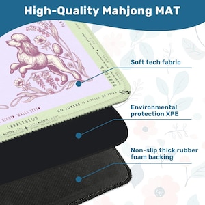 Poodle Mahjong Mat Lilac Green | Coiffed Poodle Mahjong Mat | Dog Mahjong Mat | Mahjong Table Mat | Mahjong Accessories | Poodle Lover Gift image 3