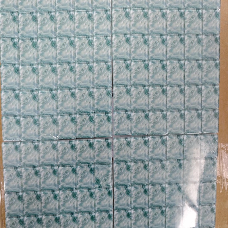 Fichas de mahjong tradicionales americanas con estampado de nácar menta en acrílico. imagen 5