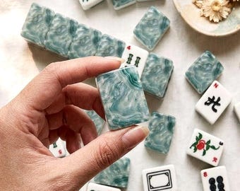 Mint Pearl Back Print in Acrylic traditional American Mahjong Tiles