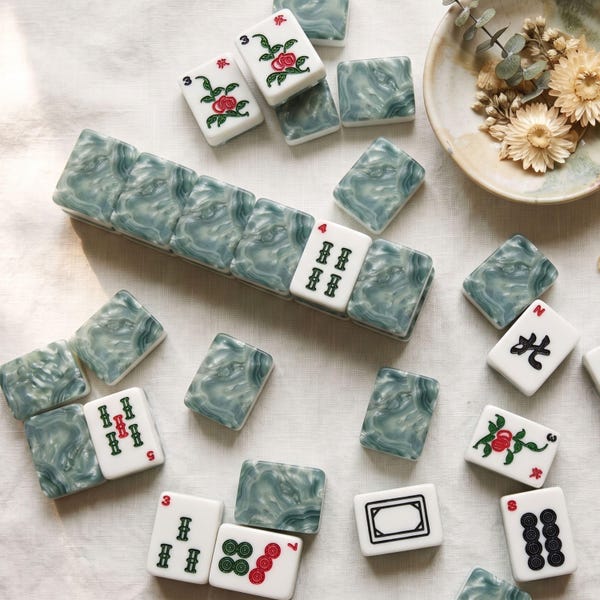 Mint Pearl Back Print in Acrylic traditional American Mahjong Tiles