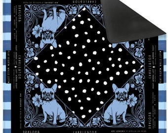 Polka Dot French Bulldog Mahjong Blue Mat