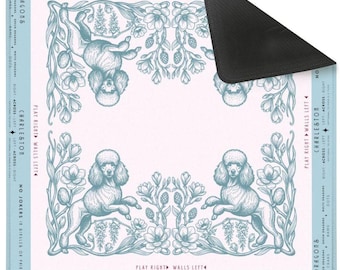 Poodle Mahjong Mat Pink Blue | Coiffed Poodle Mahjong Mat | Dog Mahjong Mat | Mahjong Table Mat | Mahjong Accessories | Poodle Lover Gift
