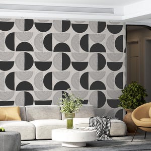 Geometric Round Shape Pattern Peel and Stick Wallpaper – Textured Wallpaper – Removable Eco-Friendly Wallpaper - Geometric Mural - CWS20