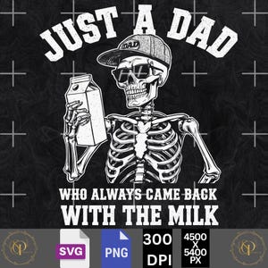 Just A Dad Who Always Came Back With The Milk PNG SVG, funny dad Png, perfect for Father’s Day Png, Dad Joke, Funny Father's Day Gift Png