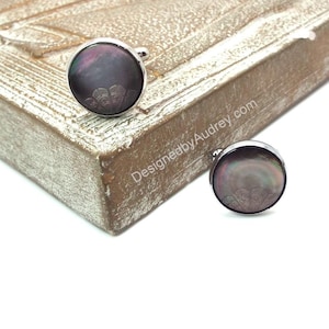 Black Cufflinks - Black Mother of Pearl Cufflinks – Black Mother of Pearl Fan Design Cufflinks