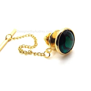 Green Tie Tac - Emerald Green Paua Shell Tie Tac - Green Tie Tack